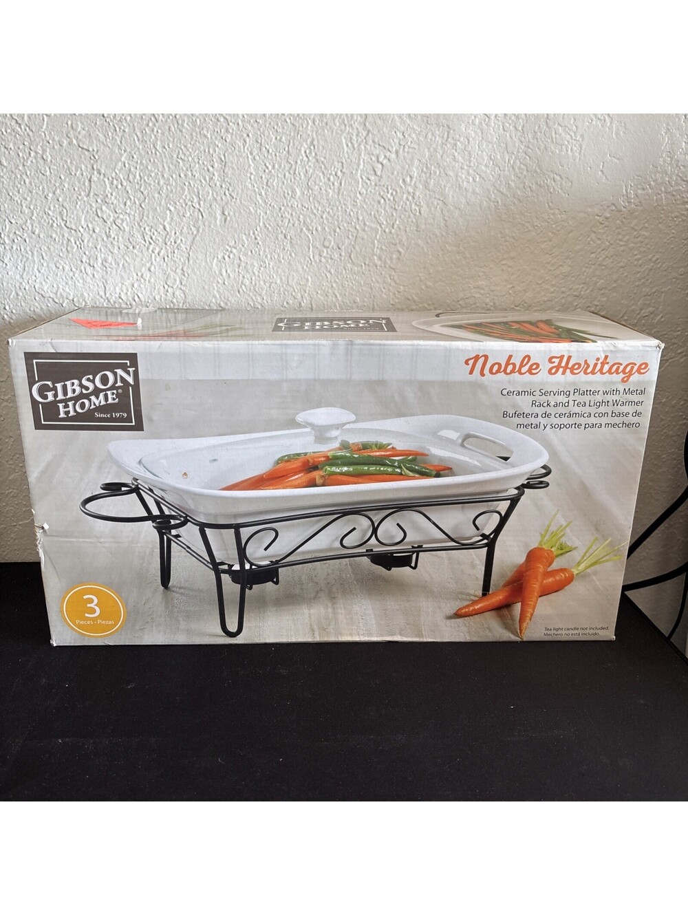 Gibson Home Noble Heritage 3-Piece Ceramic Serving Platter Set NIB